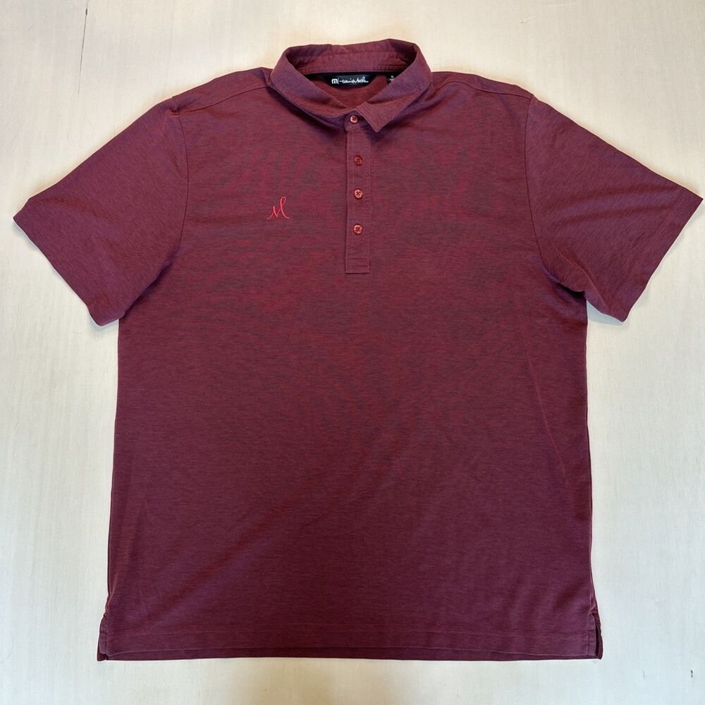 Travis Mathew Polo Shirt Mens XL Dark Red Heathered Short Sleeve Golf